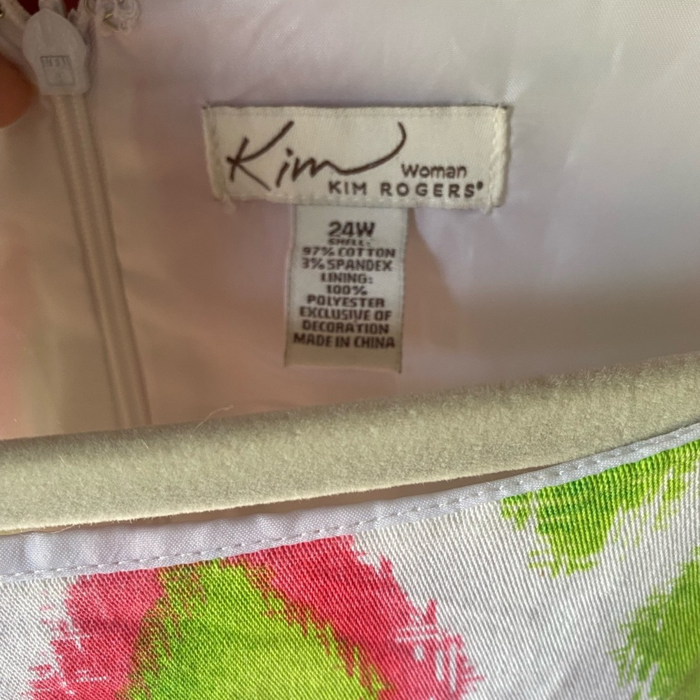 Kim Rogers Floral Print Dress in Pink, Green, Cream